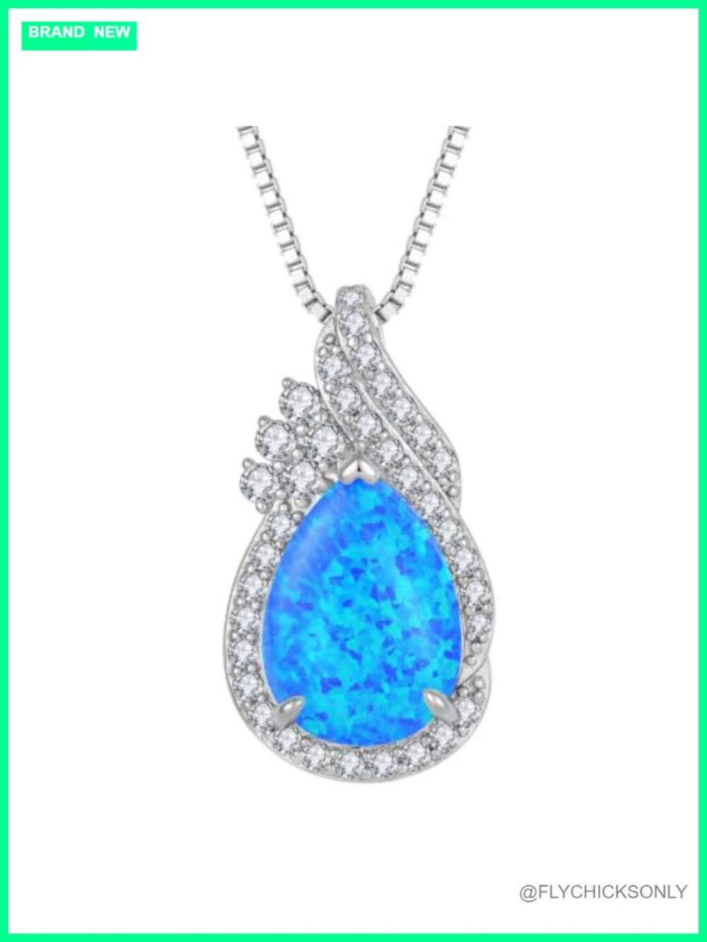 Opal Teardrop Pendant Necklace Brass Birthstone 18" Chain
